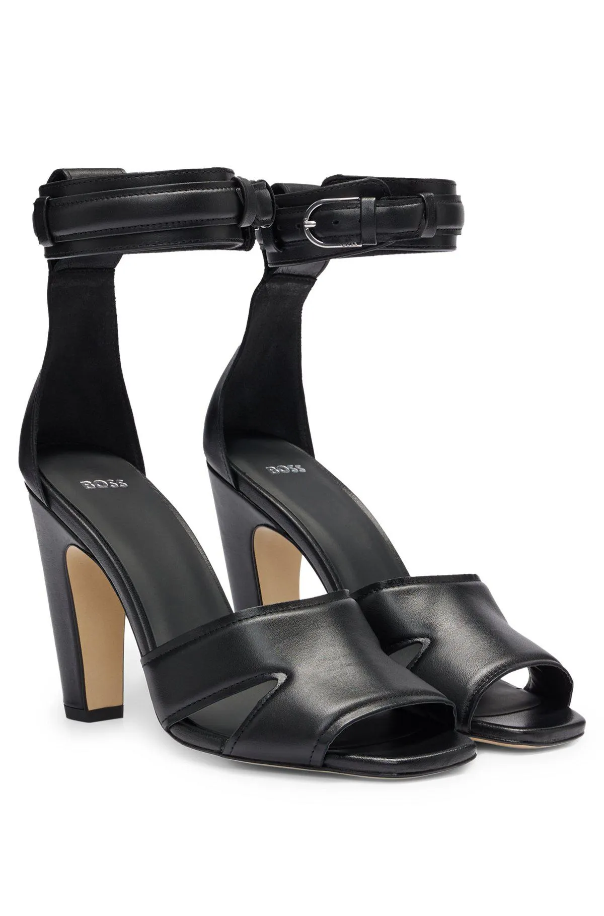 Nappa-leather sandals with buckled ankle strap