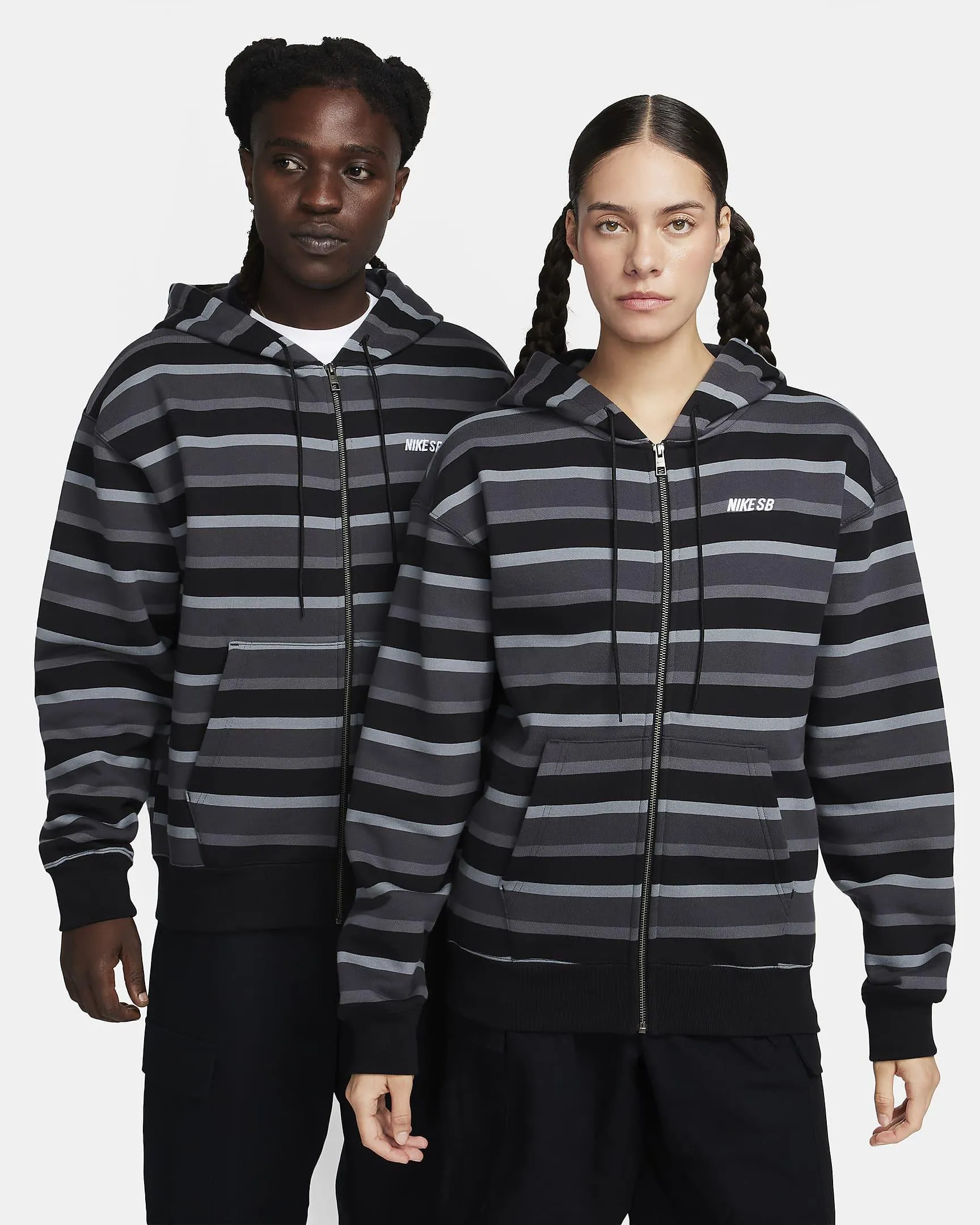 Tam Boy Fermuarlı Fleece Kapüşonlu Kaykay Üstü