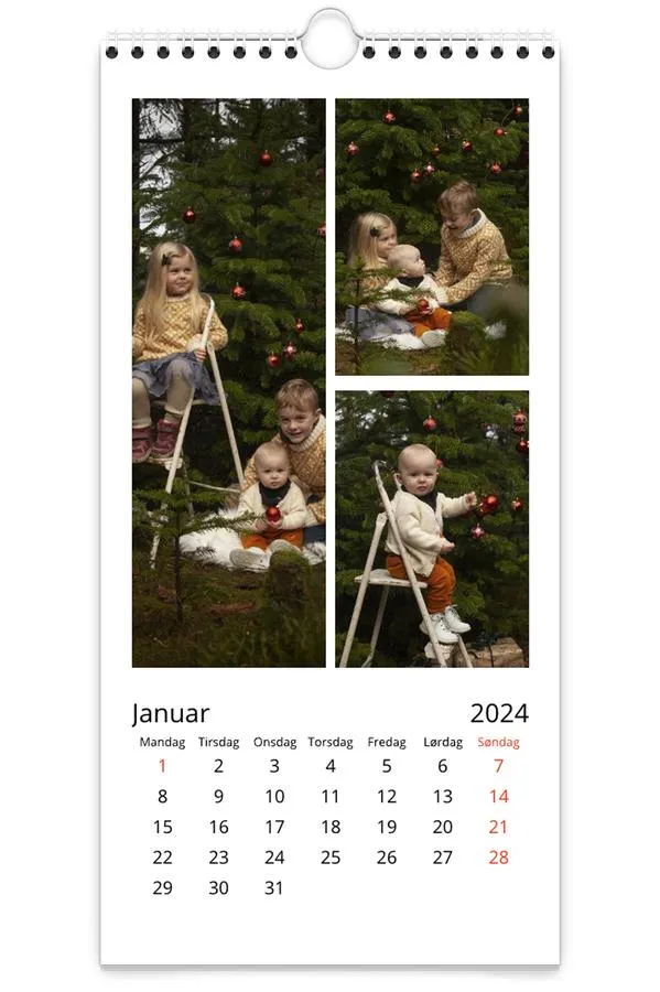Veggkalender | Smal | Klassisk hvit