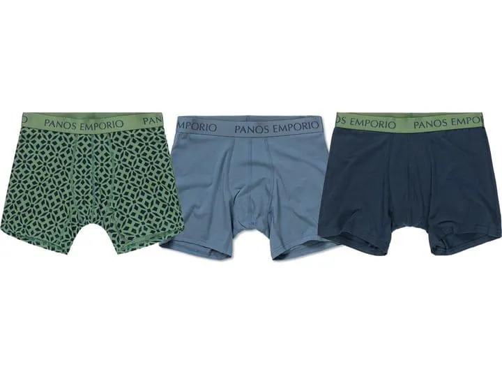 Panos Emporio 3pk Base Bamboo Boxer White Symbol/Navy