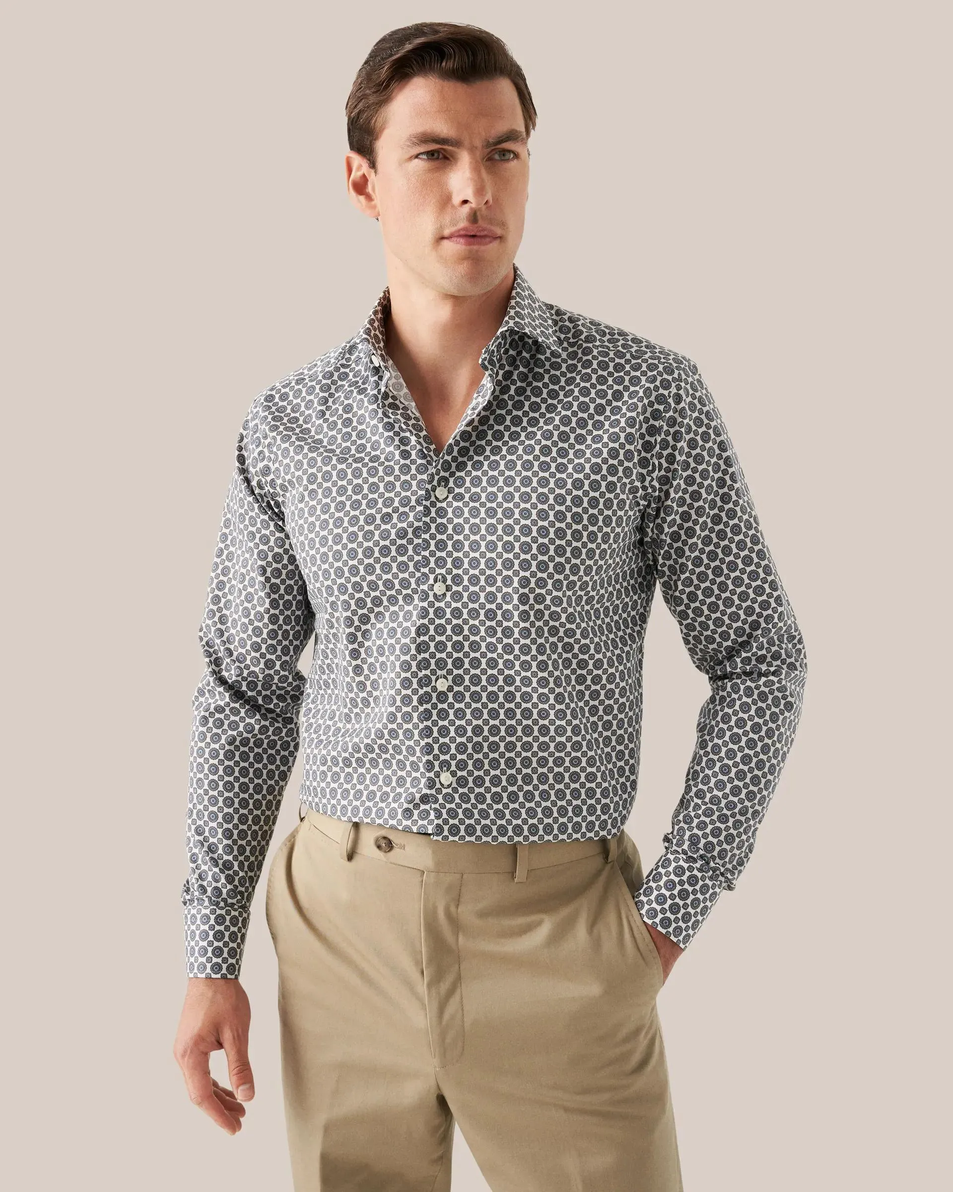 Brown Medallion Print Signature Twill Shirt