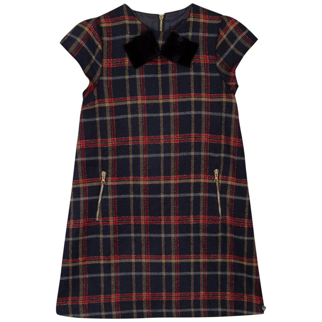 Rutete Kjole Marineblå