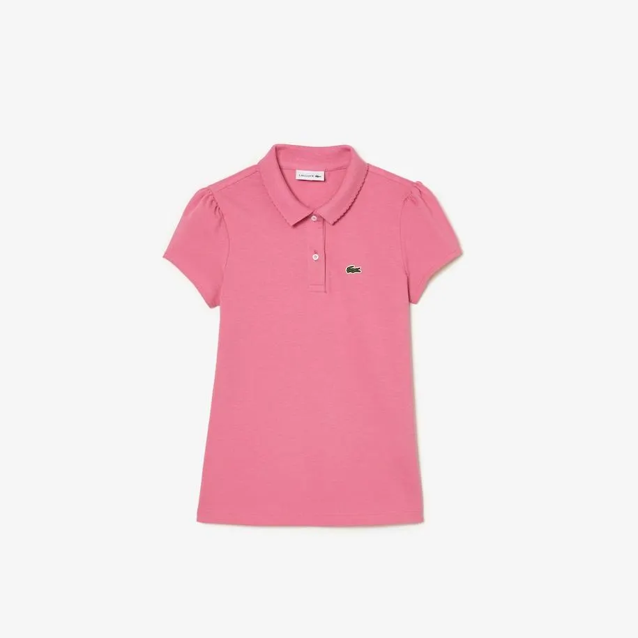 Girls' Lacoste Scalloped Collar Mini Piqué Polo Shirt