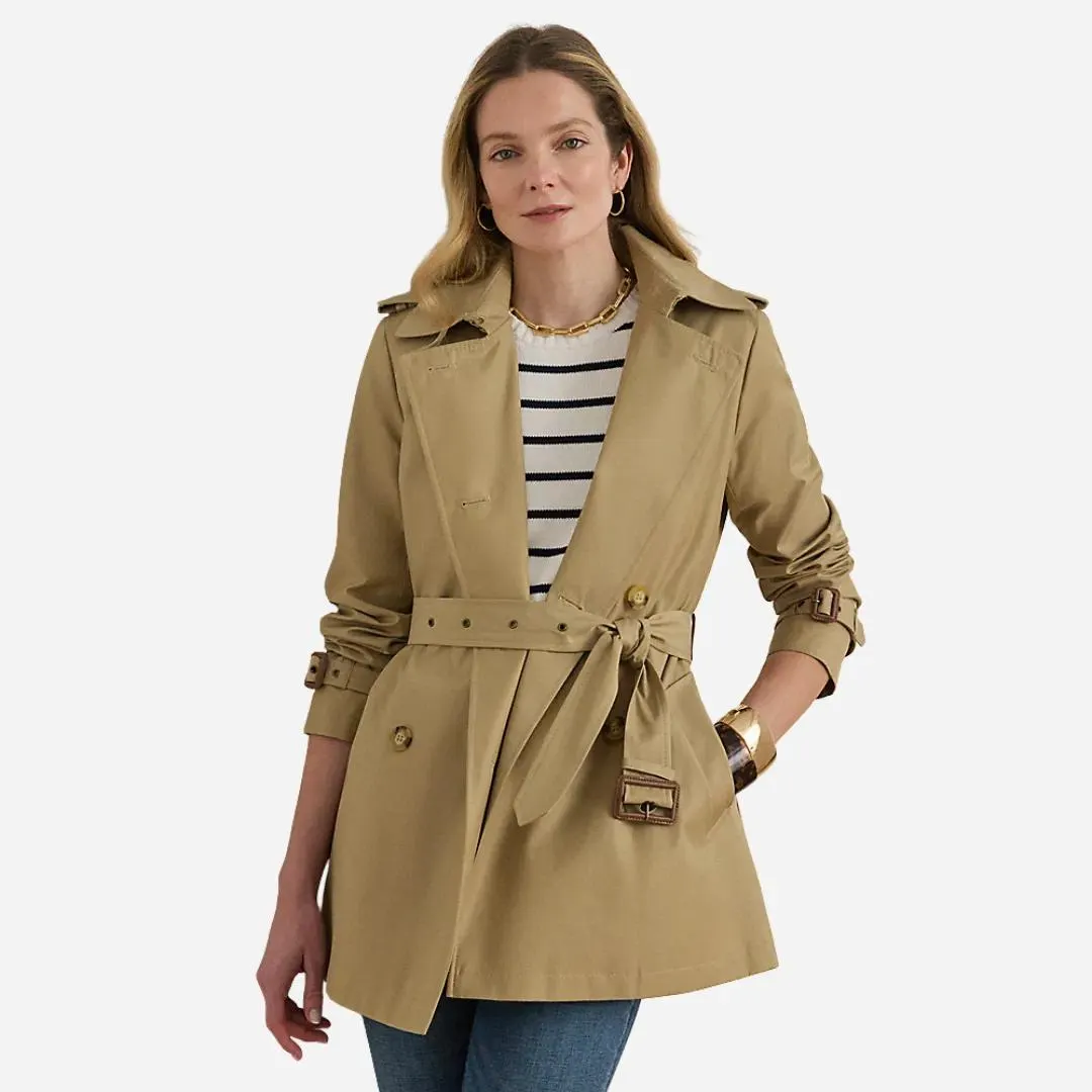 Double-breasted Cotton-blend Trench Coat - Birch Tan