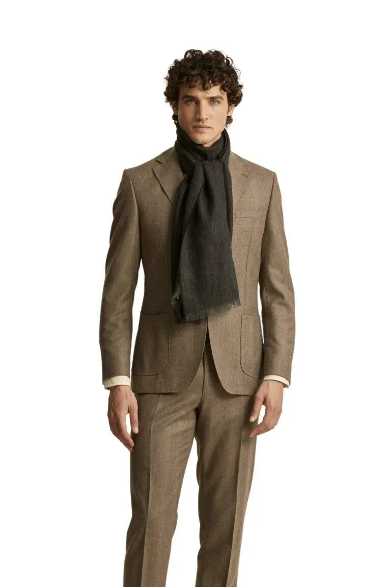 Keith Herringbone Suit Jacket – Brun