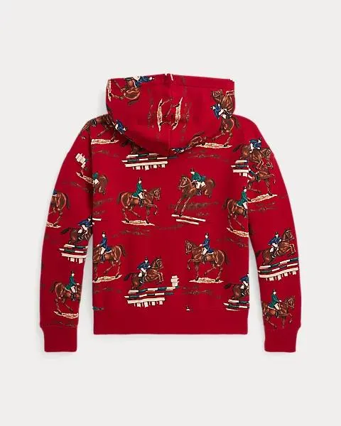 Equestrian-Print Fleece Hoodie