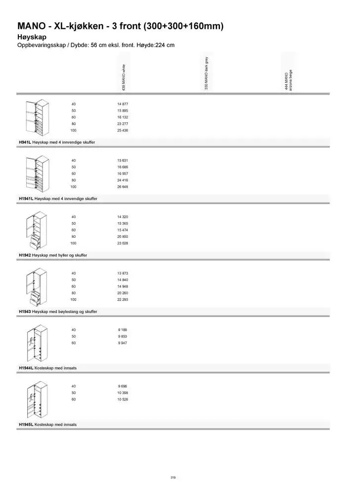 kvik kjøkken Prisliste. fra 1. januar til 31. desember 2025 - kundeavisside 319