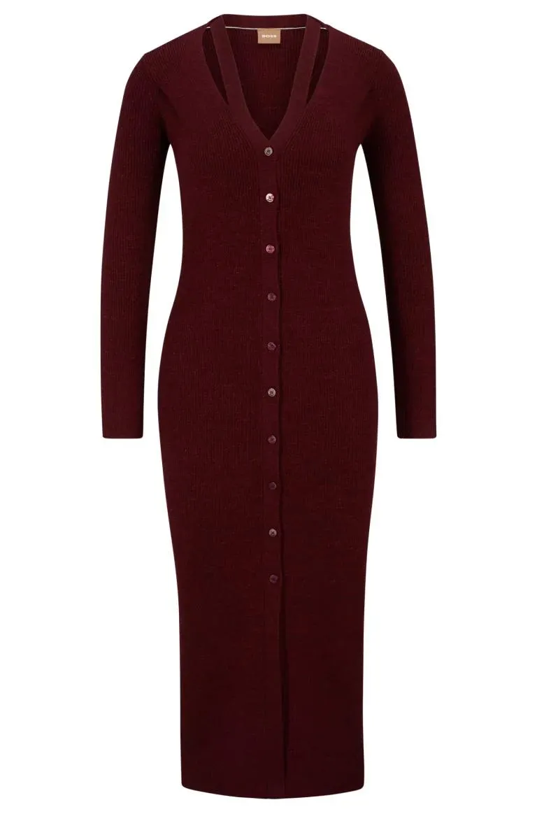 Facene Dress in Metallised Stretch Fabric – Rød