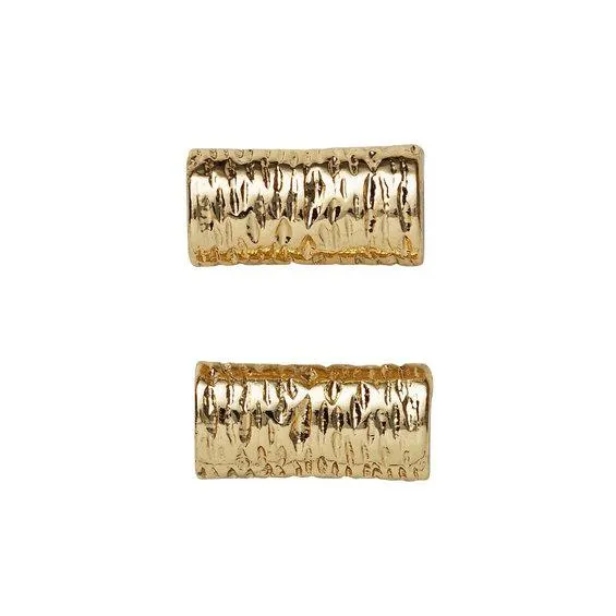 Mellomledd til smykkeproduksjon, 2 stk. gullfargede rør Ø6 mm, lengde 13 mm, hull 2 mm