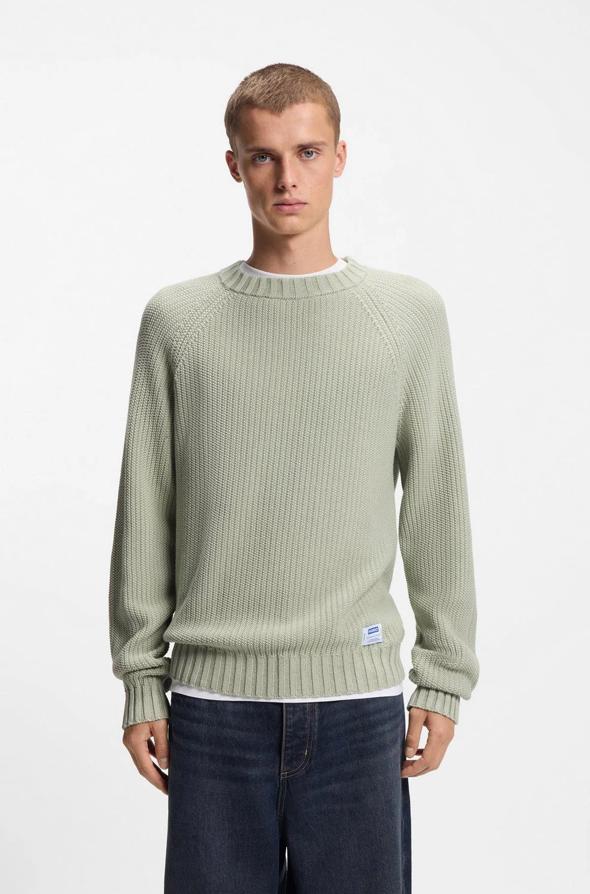 Rib-knit sweater in cotton