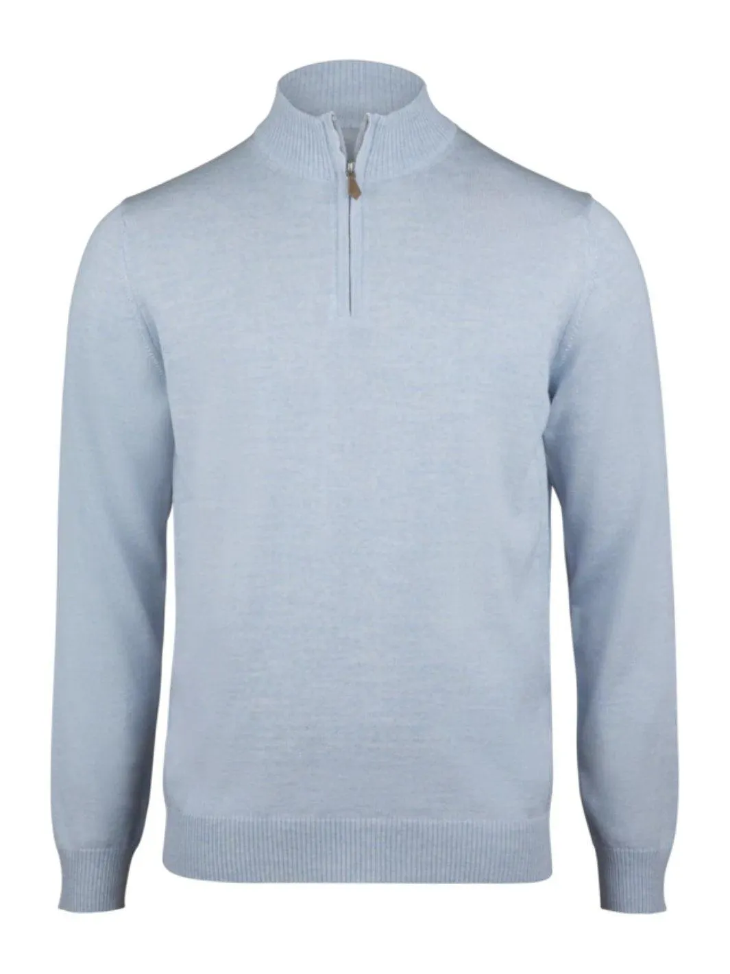MERINO WOOL HALF ZIP Blå