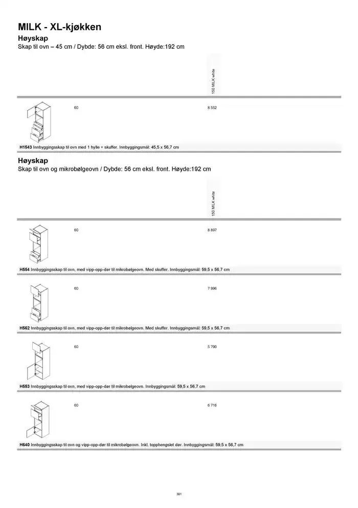 kvik kjøkken Prisliste. fra 1. januar til 31. desember 2025 - kundeavisside 381