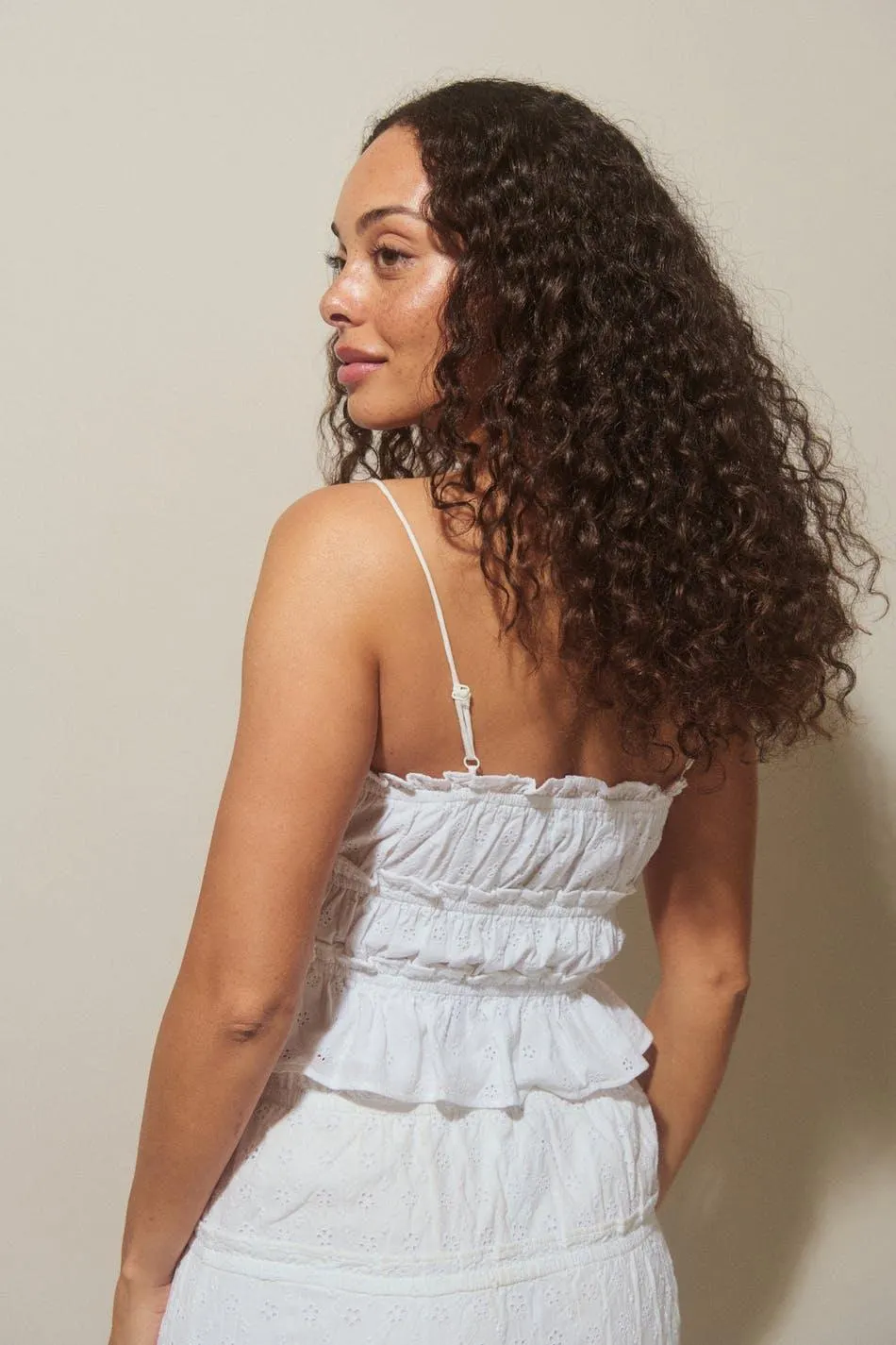 Gathered frill tie top