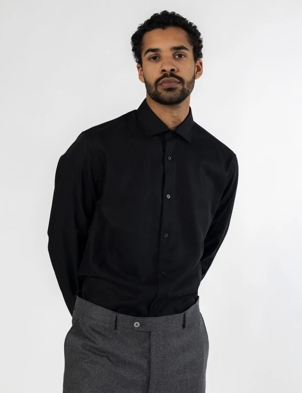 Angelo Wide Spread Shirt Black