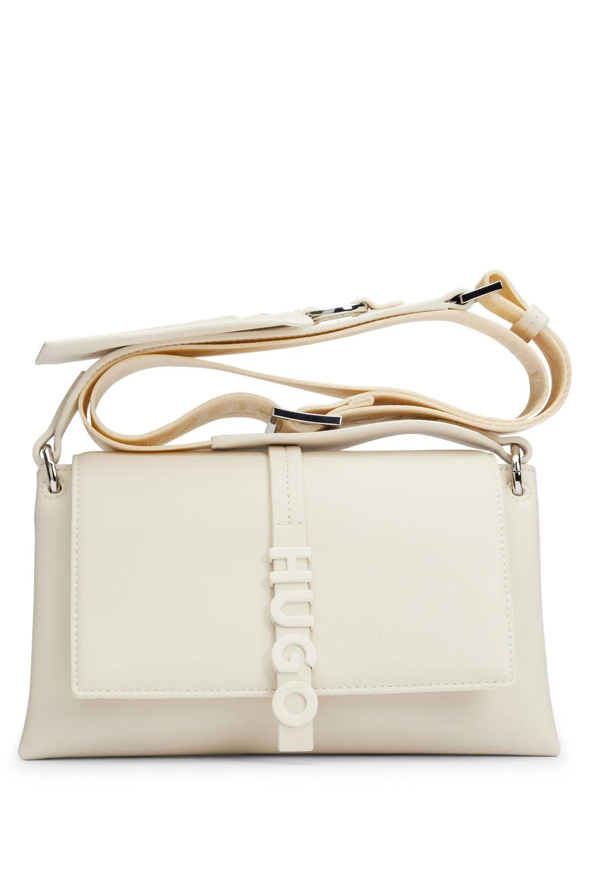 Faux-leather crossbody bag with detachable card holder