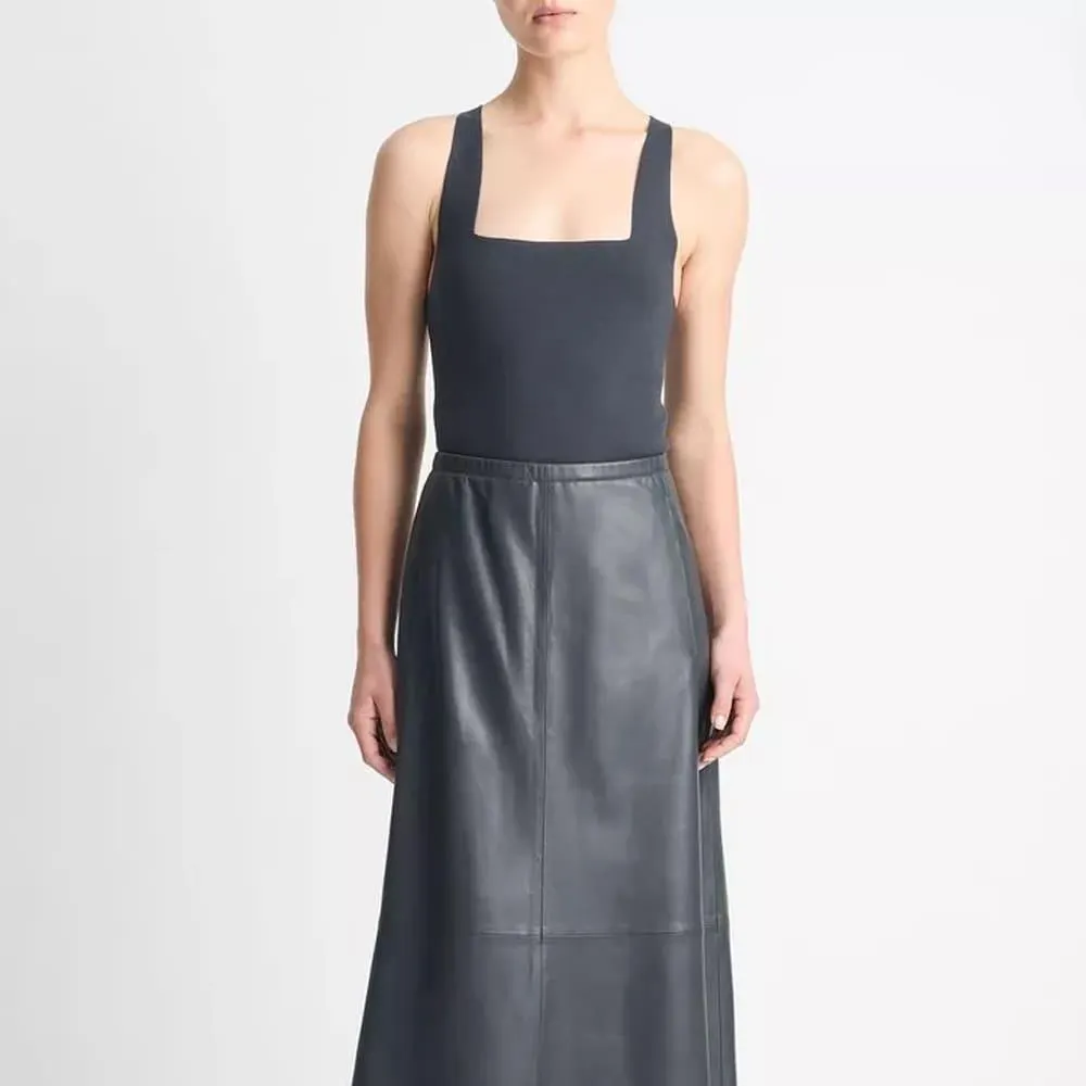 Square-Neck Racerback Tank Top - Graphite