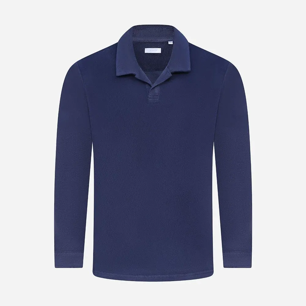 Riviera Terry Polo Long Sleeve - Navy Blue