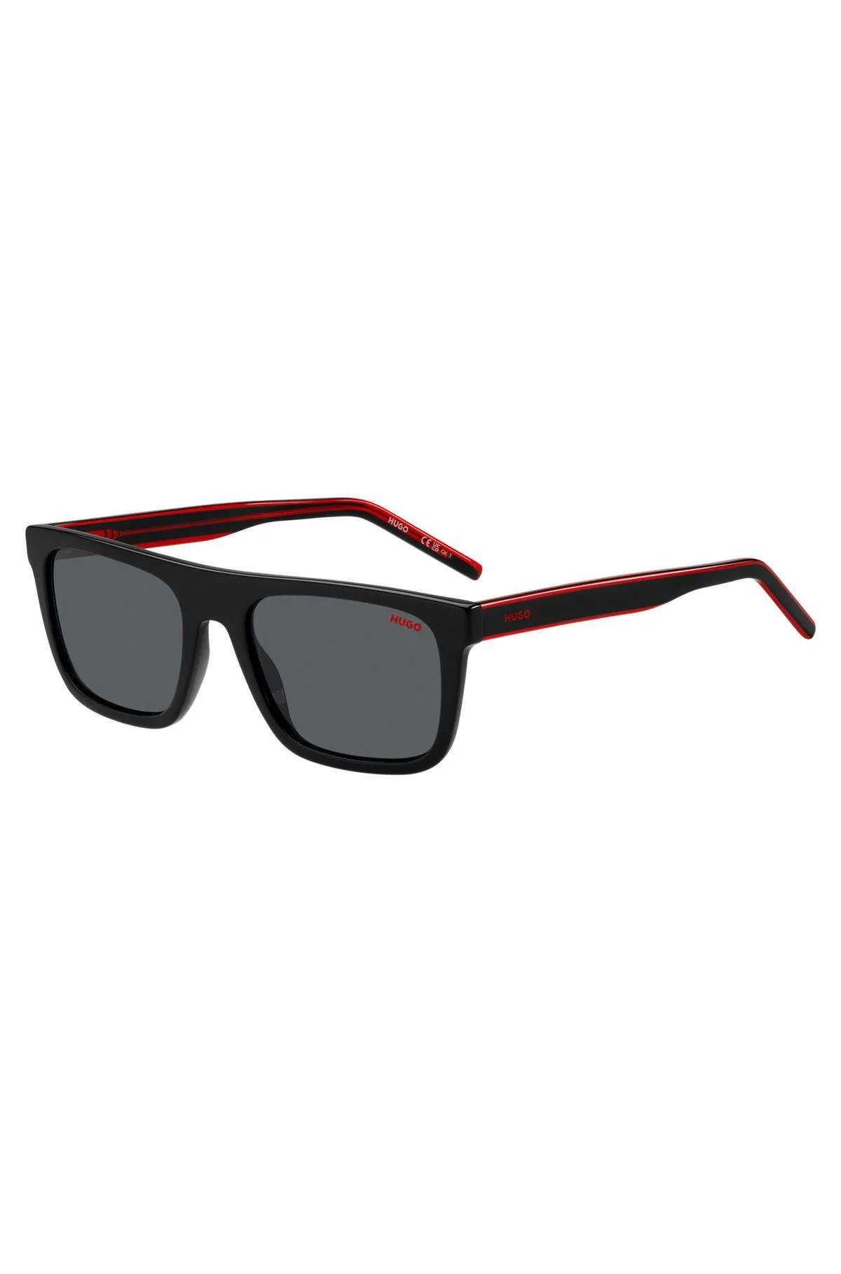 Black-acetate sunglasses with layered temples