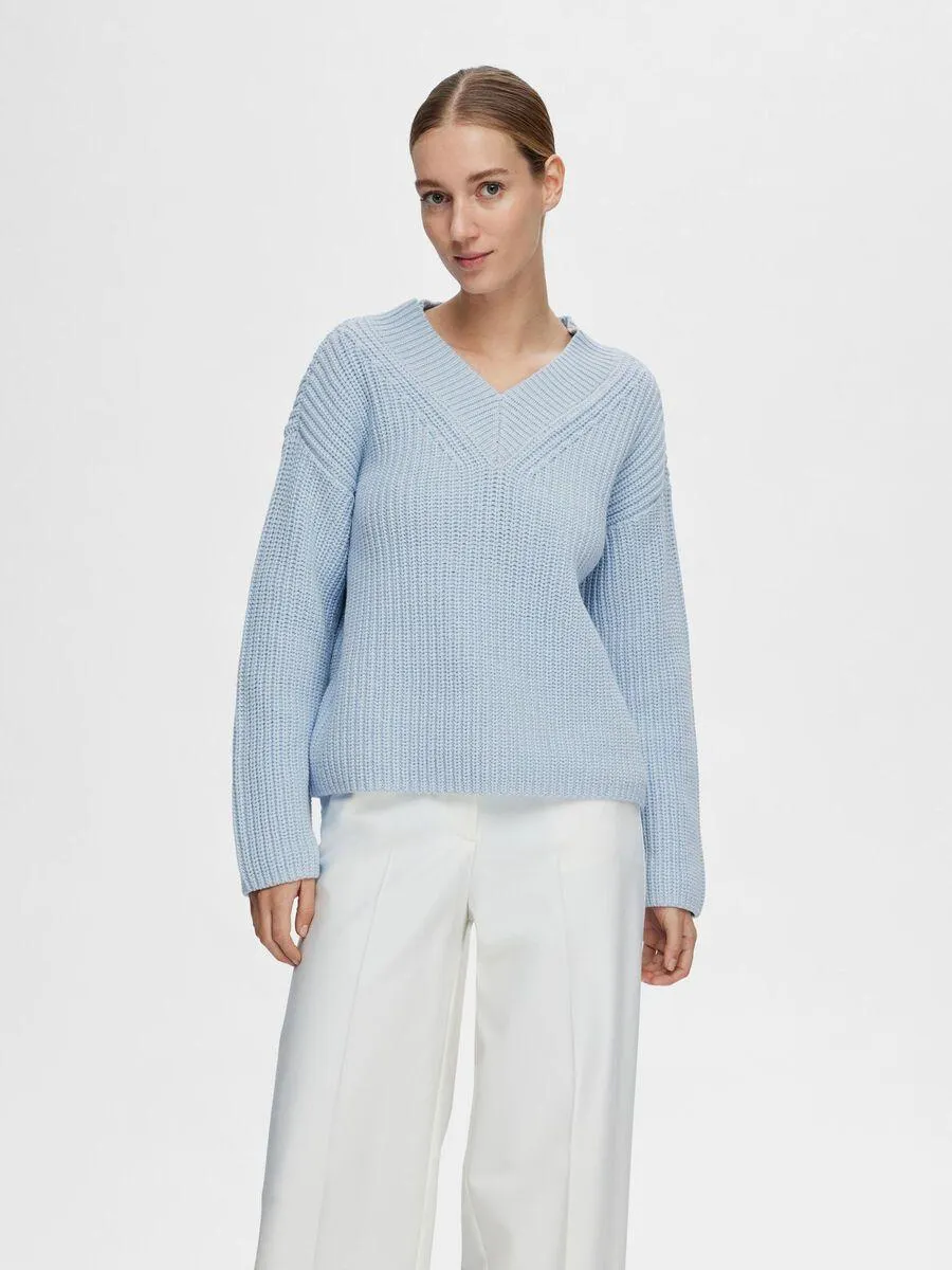 V-HALS STRIKKET PULLOVER