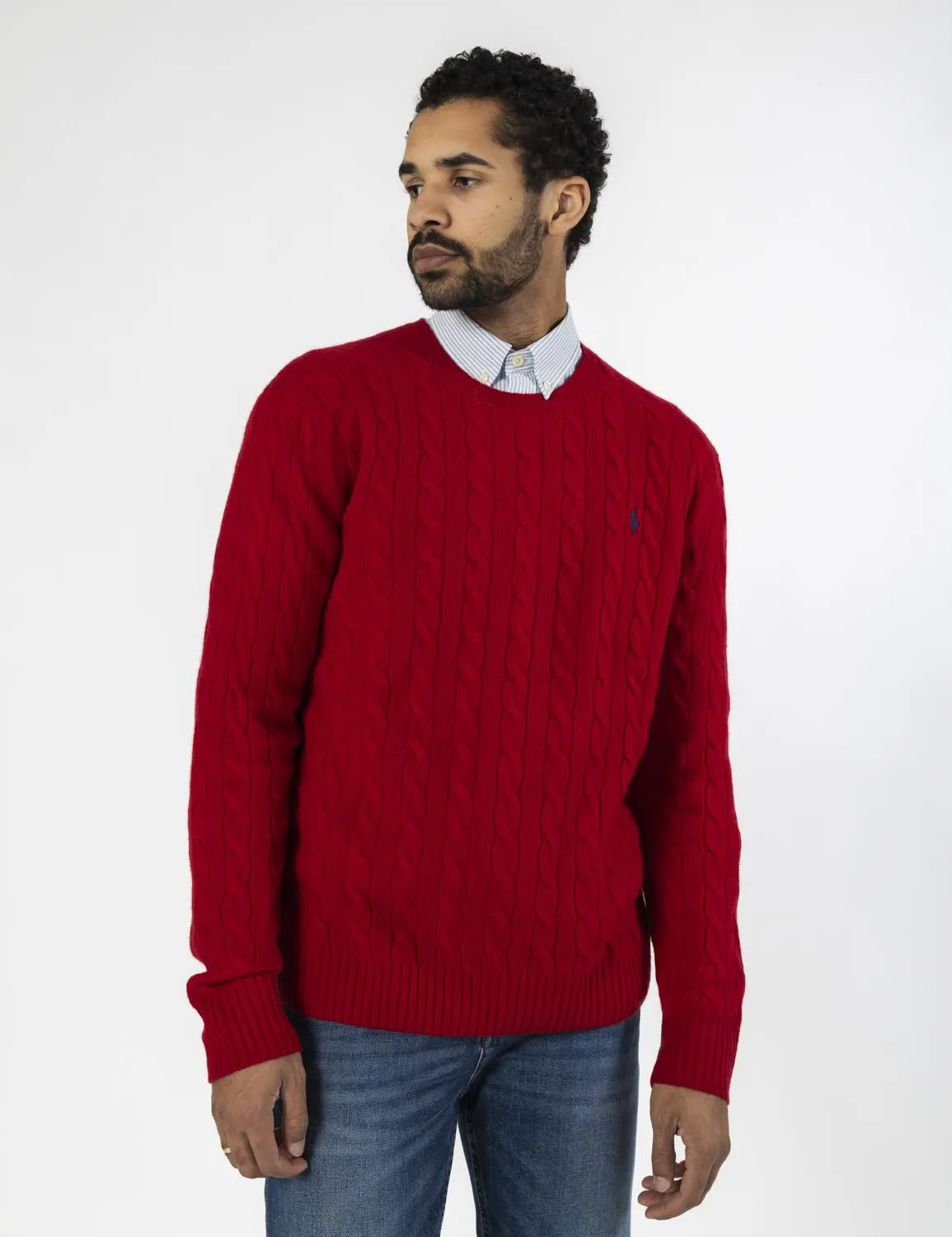 Cable-Knit Wool-Cashmere Sweater Red