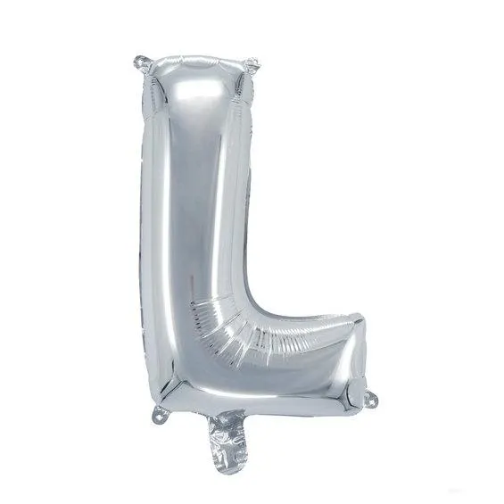 Bokstavballong L sølv 32 cm
