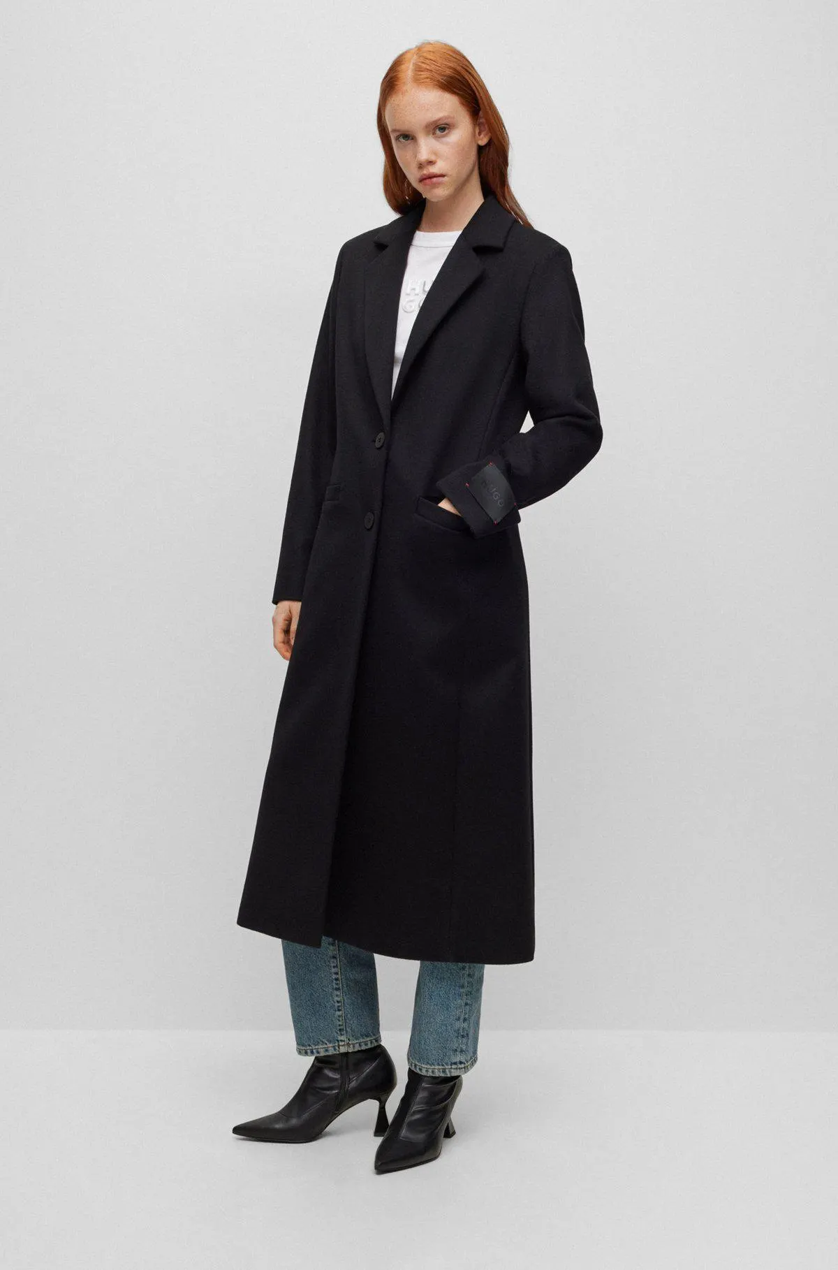 Longline relaxed-fit coat in a wool blend