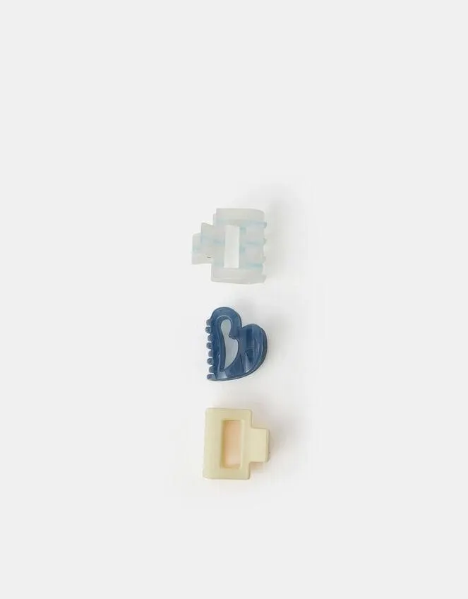 3-Pack Heart & Square Resin Claw Clips