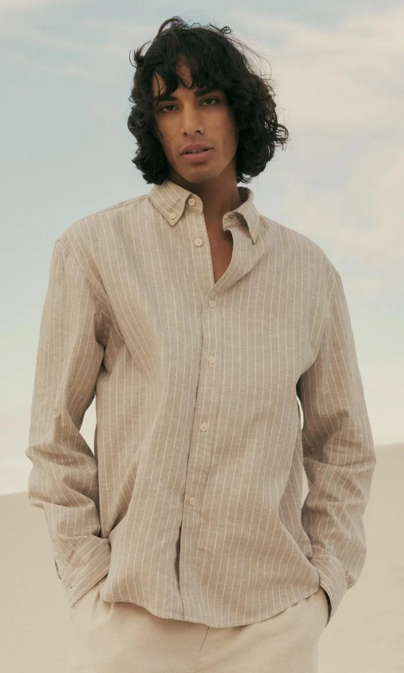 Relaxed skjorte i linblanding