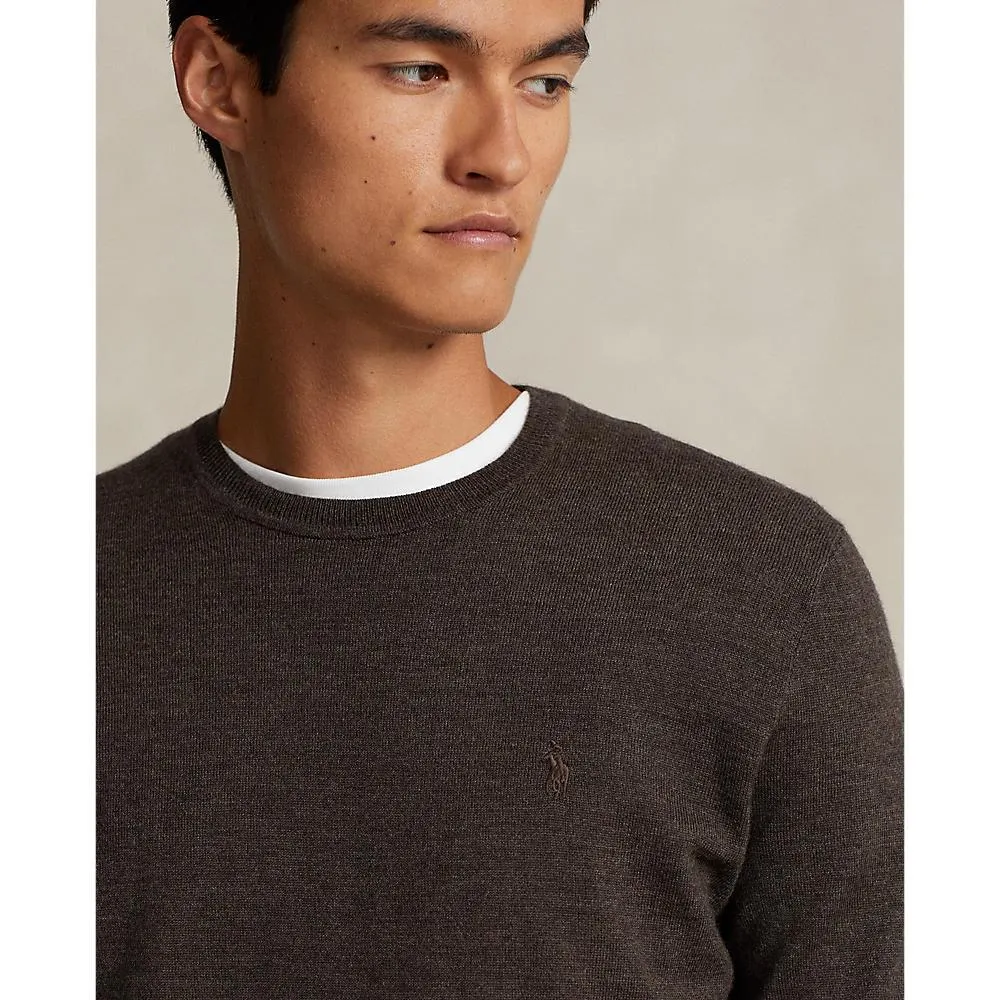 Slim Fit Washable Wool Sweater Brown