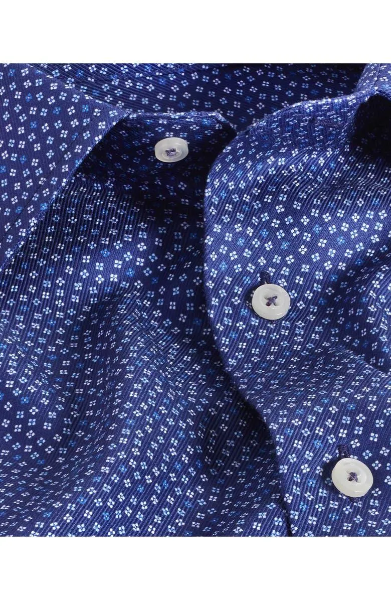 Regular Fit Tossed Square Print Cotton Dress Shirt