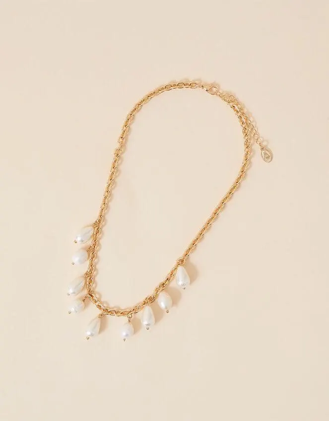 Multi Pearl Drop Necklace