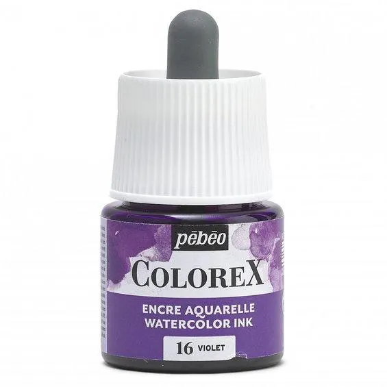 Colorex Watercolor Ink 45 ml Violet – boks med akvarellblekk og pipette