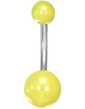 Lekker Navlepiercing med Gule Perlekuler i Akryl