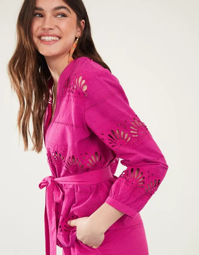 Shell Broderie Top Pink