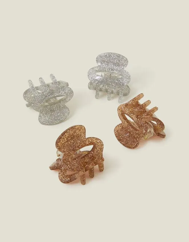 Mini Oval Glitter Claw Clips 4 Pack