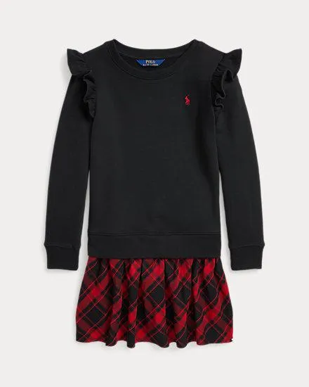 Plaid Fleece Sweatshirt Dress