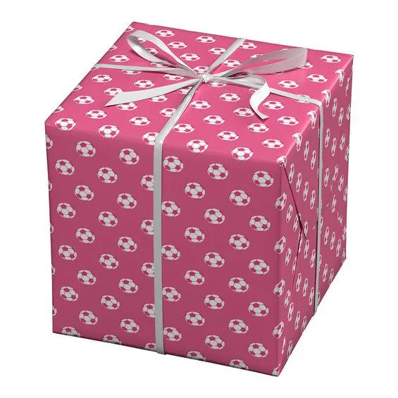 Gavepapir 10 m fotball rosa