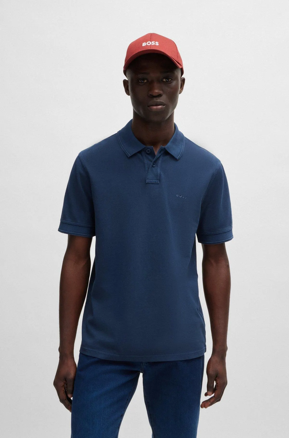 Cotton-piqué polo shirt with logo print