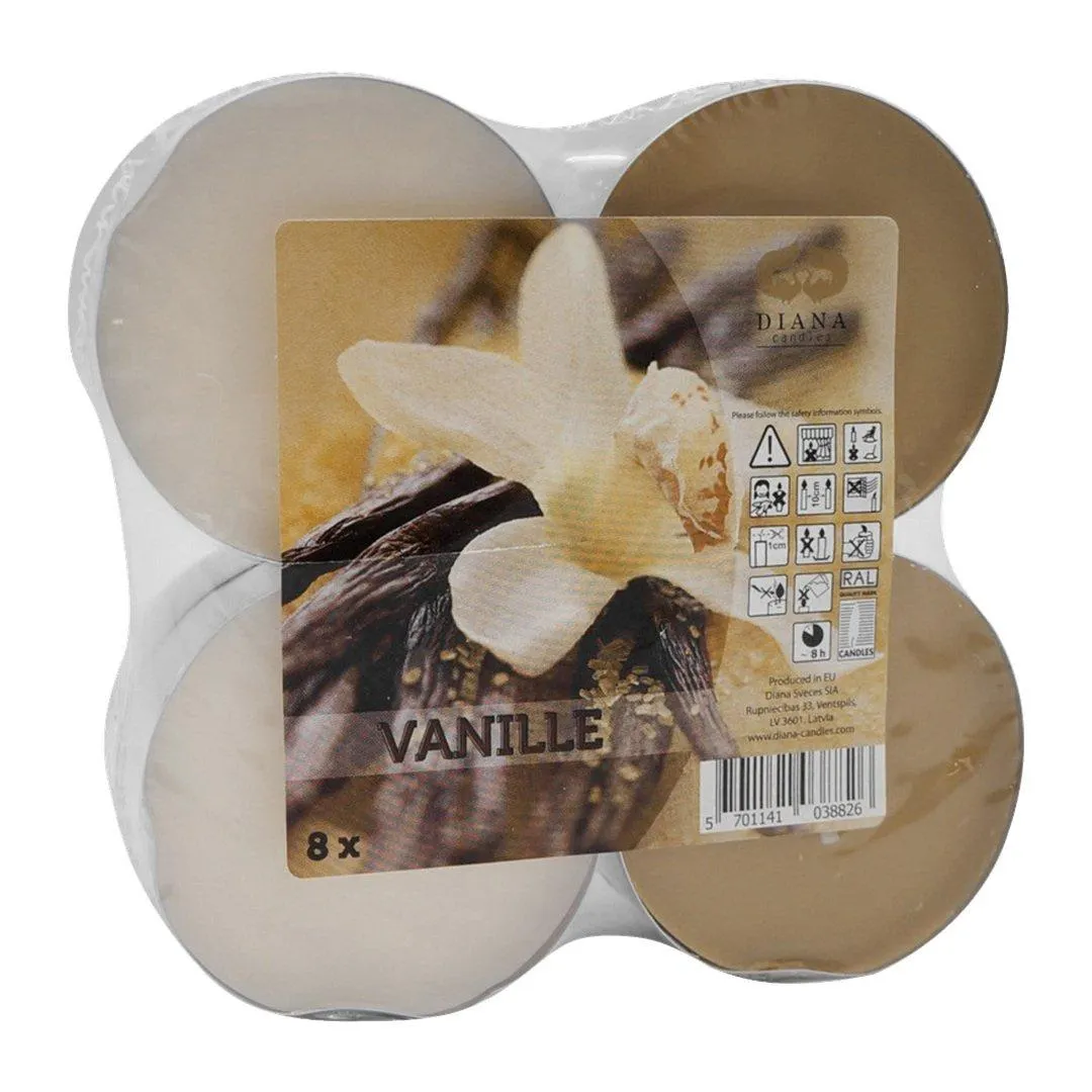 Store telys med duft 8-pk.