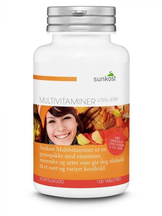Sunkost Multivitaminer uten jern - 100 tbl
