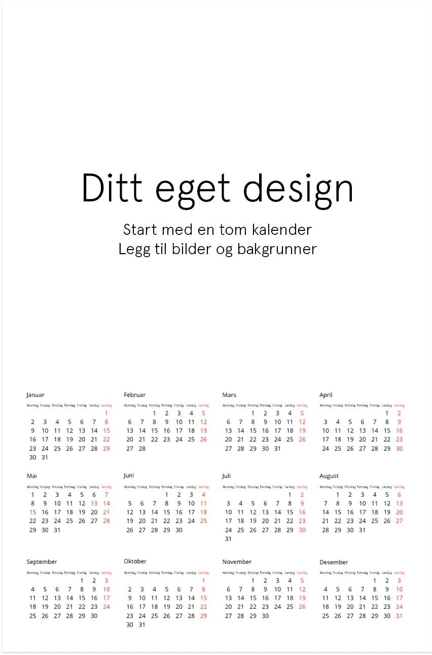 Plakatkalender | Liten (A4) | Ditt design
