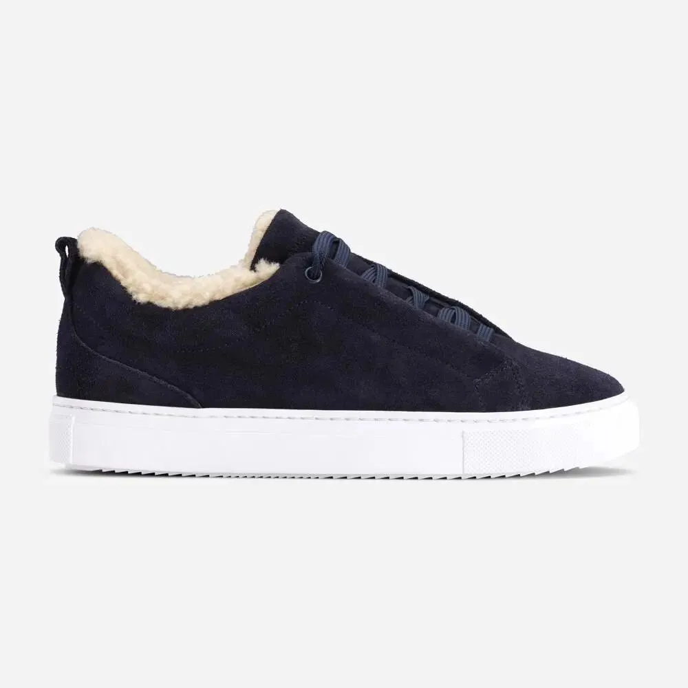 Leo Fur Sneaker - Navy Suede