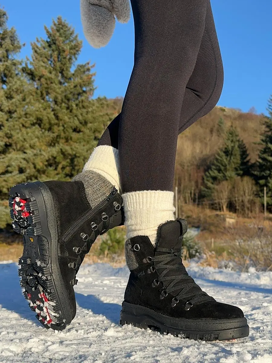 Varmfòret vintersko med brodder