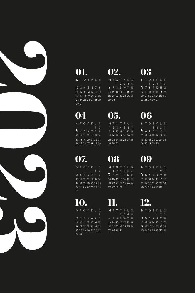 Plakatkalender | Liten (A4) | Abril sort