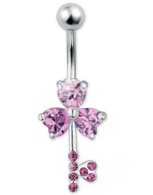 Special Love Key Pink - Navlepiercing i Ekte Sølv