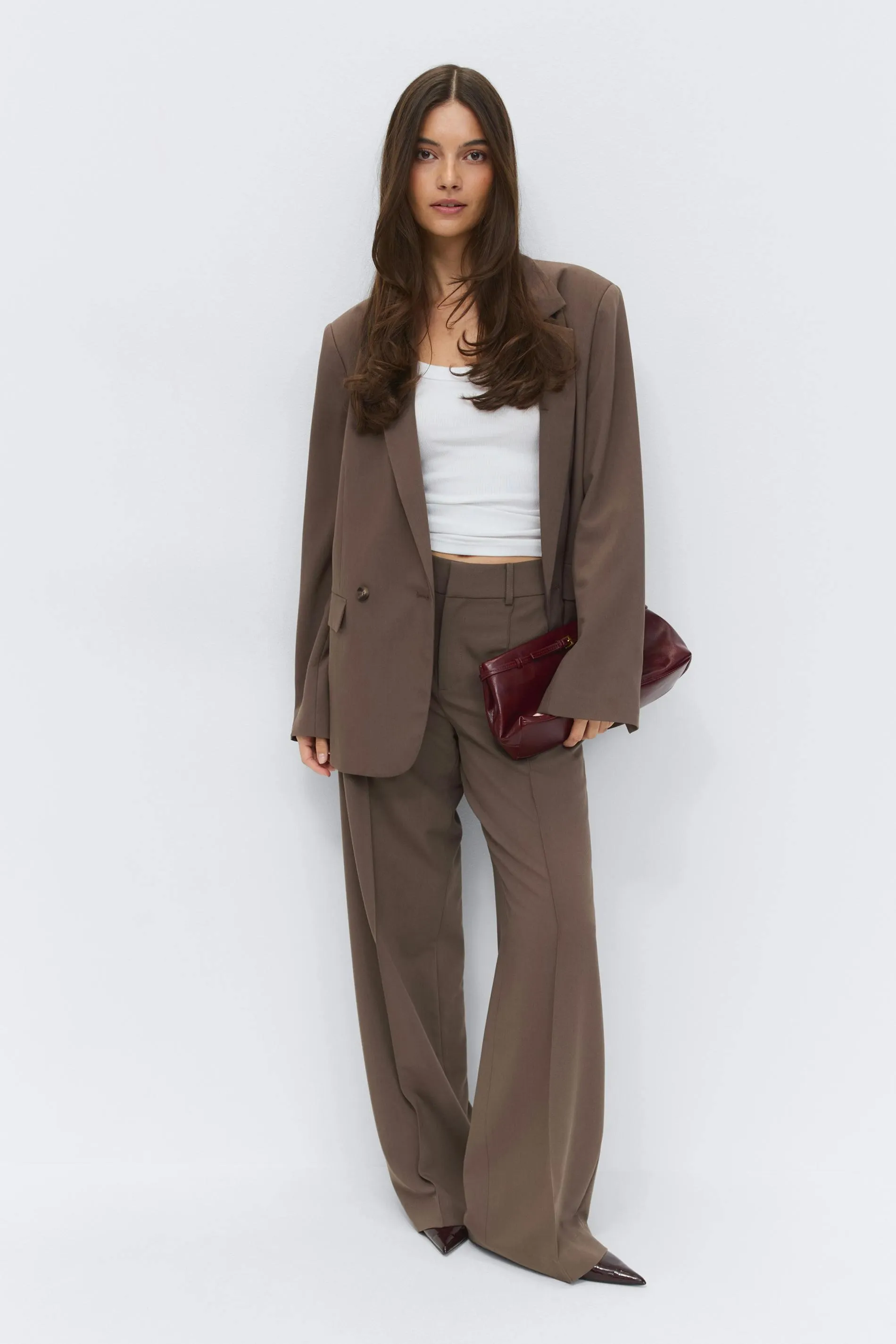 Mid waist wide trousers