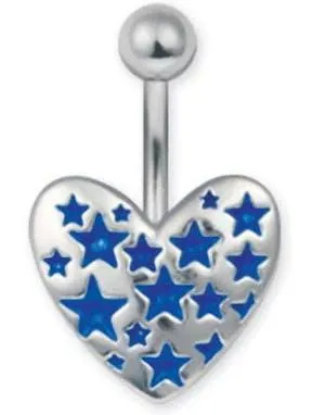 Navlepiercing i Stål med Blå Stjerner