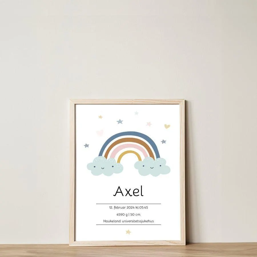 Personlig plakat | Barnets regnbue | 30x40cm