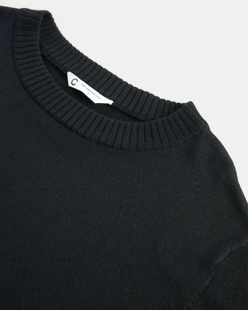 Finstrikket crewneck i merinoull