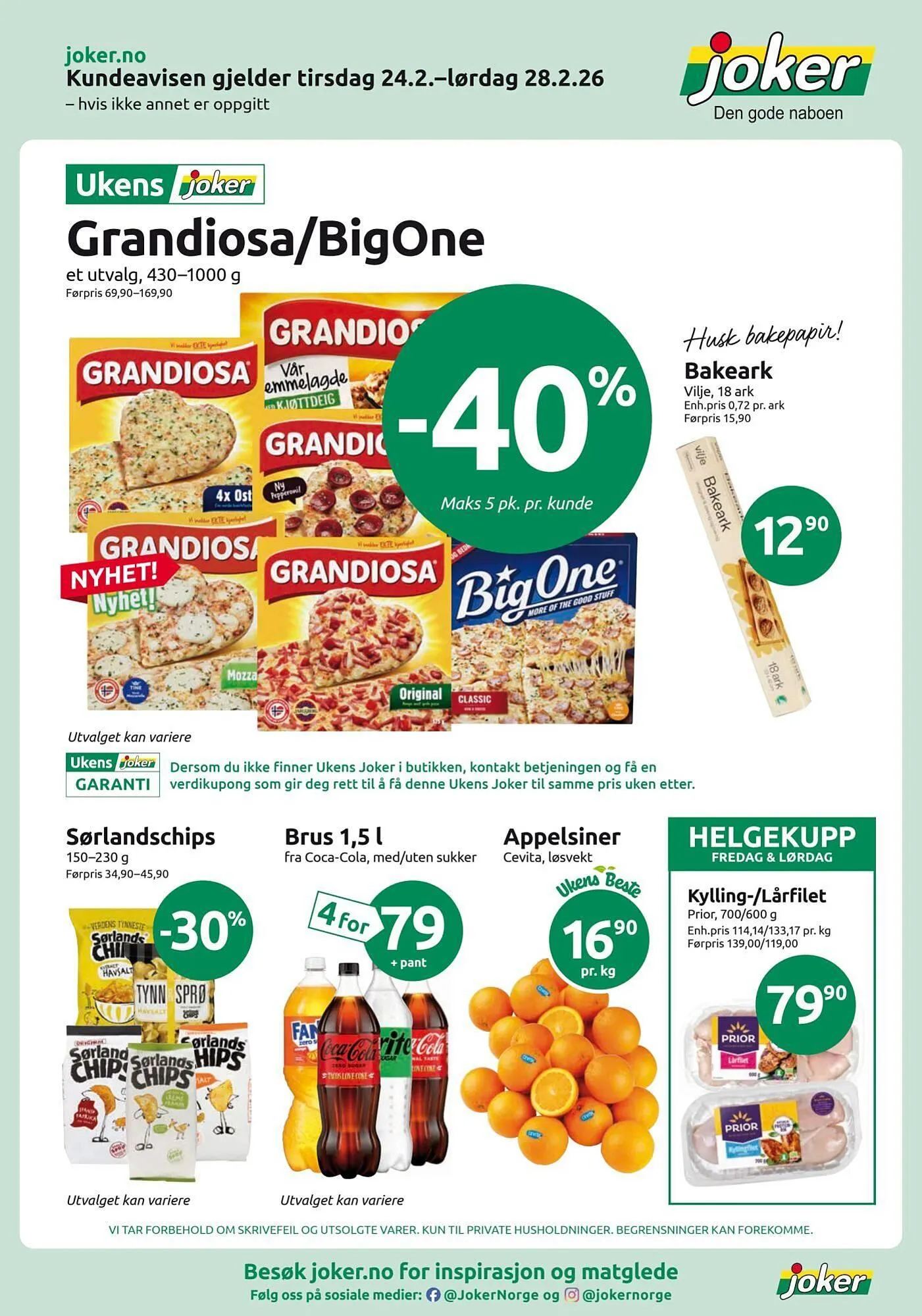 Joker kundeavis fra 24. februar til 1. mars 2026 - kundeavisside 1